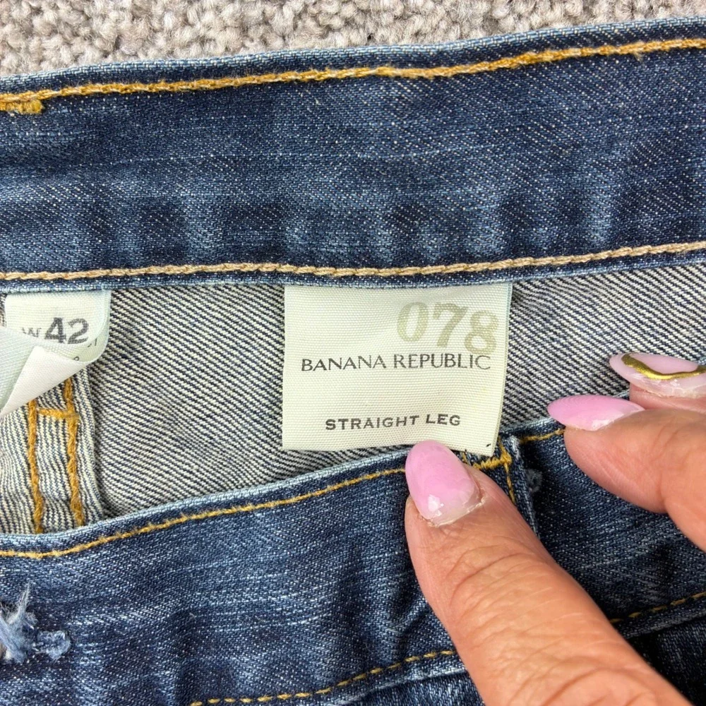 Banana Republic Mens Straight Leg Jeans 42x36 Blue Medium Wash Cotton Americana
